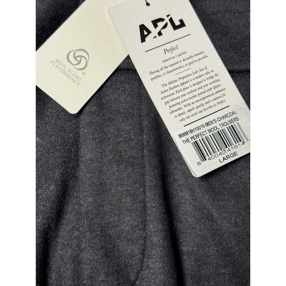APL Athletic Propulsion Labs The Perfect Wool Trousers Charcoal Mens Large NWT - Picture 11 of 15